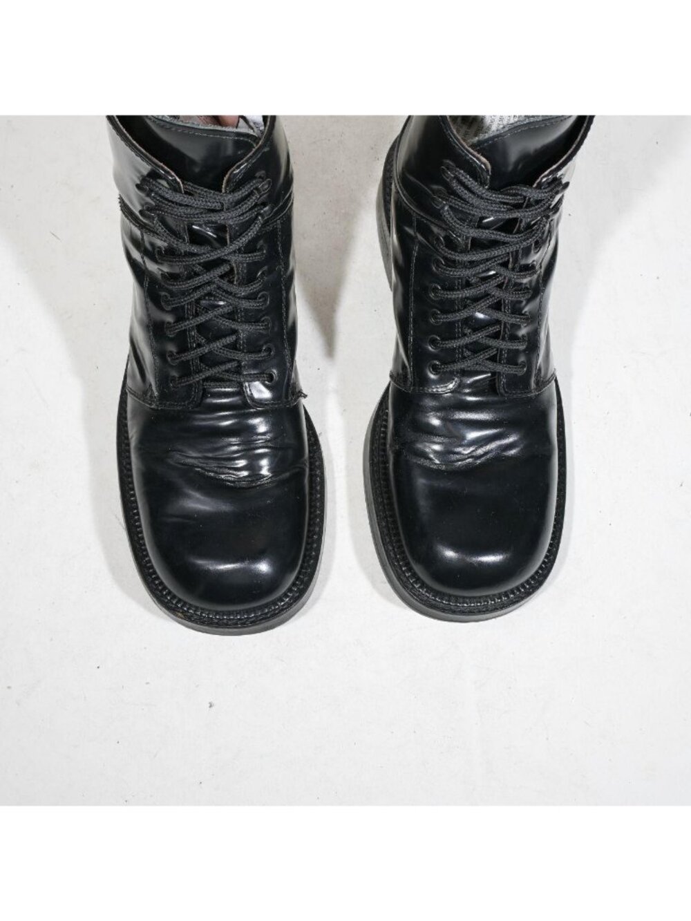 Vintage Kenneth Cole New York Black Leather Lace Up Chunky Ankle Boots Made in I - Picture 5 of 8
